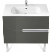 Roca Victoria-N 2 Drawers Floor Standing Vanity Unit - 600mm Wide -Glossy Grey