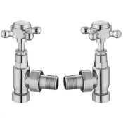 Hudson Reed Hudson Reed Cross top Angled Radiator Valves Pair - Chrome