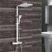 New (J16) Synergy Square Thermostatic Bar Mixer Shower With Shower Kit And Fixed Head - Chrome....