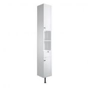 New (K58) Benita 300mm 2 Door Tall Unit - Satin White Ash. RRP £435.00. Soft Closing Doors & ...