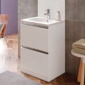 New (K59) Carino 600 mm 2 Drawer Floor Standing Vanity Unit. RRP £303.99. White Gloss, Designe...