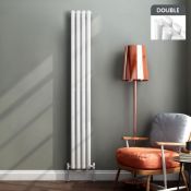 New Boxed 1800x360mm Gloss White Double Oval Tube Vertical Radiator. Sah6/1800Dw. RRP £404.9...