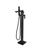New (K7) Square Freestanding Bath Shower Mixer Tap Matte Black. RRP £469.99. Suitable For The ...