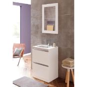 New (K14) Carino 800mm 2 Drawer Floor Standing Vanity Unit Inc Basin - White Gloss. RRP £670.0...