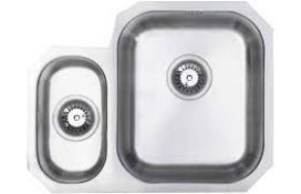 New (K104) Prima Stainless Steel Undermount Sink With 1.5 Bowl Overflow, Template & Waste Kit 5...