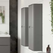 New (K57) Lambra 350mm 2 Door Wall Hung Tall Unit - Matt Grey. RRP £267.99. Soft Close Doors ...