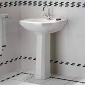 New Traditional Two Tap Hole Basin And Full Pedestal. Made From Hardwearing Vitreous China, Th...