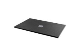 New 1000x900mm Rectangle Black Slate Effect Shower Tray. RRP £549.99. A Textured Black Slate...