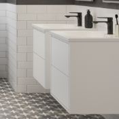 New (K13) Perla 600mm 2 Drawer Wall Hung Vanity Unit Matt White. RRP £482.99. With Basin. Push...
