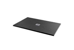 New 1000x900mm Rectangle Black Slate Effect Shower Tray. RRP £549.99.A Textured Black Slate E...