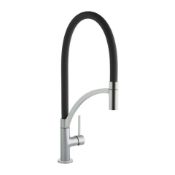 New (K87) Prima Plus Black And Brushed Chrome Swan Neck Single Lever Kitchen Mixer Tap. Black...