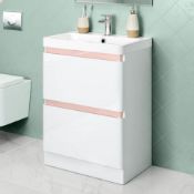 New & Boxed 600mm Denver Floor Standing Vanity Unit - Rose Gold Edition. RRP £499.99. Comes ...