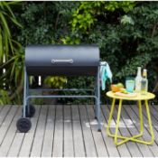 (P9) 1x Texas Oil Drum Charcoal BBQ (H90x W93x D64.5cm). Contents Appear As New, Fixings Seen. Doe