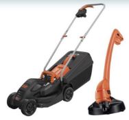 (P5) 1x Black & Decker 32cm 1000W Corded Lawn Mower & Strimmer RRP £99. Contents Appear Clean, Unu