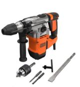 (P9) 1x Black & Decker 1250W Corded SDS-Plus Hammer Drill With Kit Box RRP £110. New, Sealed Item