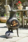 (P6) 1x La Hacienda Clifton Steel Chimenea. New, Sealed Undelivered Return With Box Damage On Corne