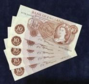 5 x Ten Shilling Notes (10/=)