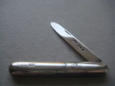Rare Victorian Chester Hallmarked All Silver Folding Fruit Knife