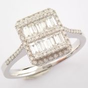 Certificated 14K White Gold Diamond Ring (Total 0.53 Ct. Stone)