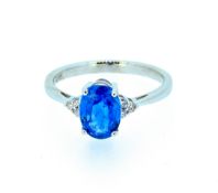 Certified 2.00ct Blue Clean VS Untreated Sapphire & Diamonds Ring