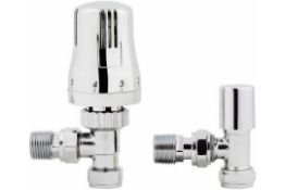 Ra07Chrome Thermostatic Control Angled Designer Radiator Valves Pair 15mm _