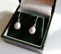 Sterling Silver Cultured Pearl Drop Earrings New with Gift Pouch