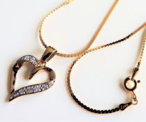 Gold on Silver Gemstone Heart Pendant Necklace New with Gift Box