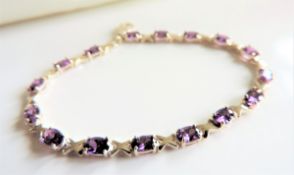 Sterling Silver 7.2ct Amethyst Tennis Bracelet New in Gift Box
