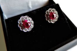 1.6 carat Ruby & Diamond Earrings New with Gift Box