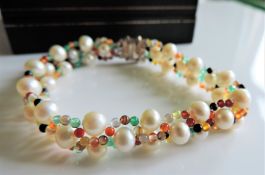 Cultured Pearl and Gemstone Bead Bracelet New with Gift Box