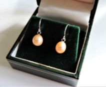 Sterling Silver Cultured Pearl Drop Earrings New with Gift Pouch