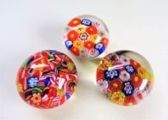 Three Millefiori Paperweights