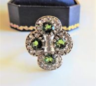 3.15 ct Green Tourmaline & Sapphire Ring New with Gift Box