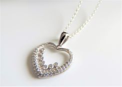 Sterling Silver Gemstone Heart Pendant Necklace New with Gift Pouch