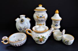 6 Items of French Faitmain Decor Moustiers Pottery
