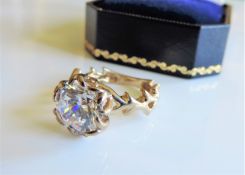 Gold on Sterling Silver 3.5 ct Moissanite Ring New with Gift Box