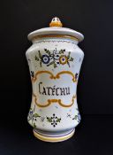 Vintage French Faitmain Decor Moustiers Pottery Lidded Jar 28cm Tall
