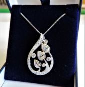 Sterling Silver 4ct CZ Necklace New with Gift Box