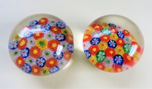 Pair of Vintage Millefiori Paperweights