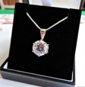 Sterling Silver 7.75 ct CZ Gemstone Pendant Necklance New with Gift Box