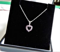 Sterling Silver Amethyst Heart Pendant Necklance New with Gift Pouch