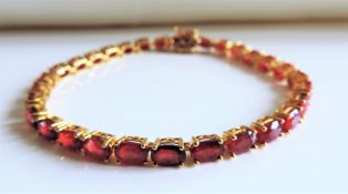 Gold on Sterling Silver 18cts Ruby Tennis Bracelet New with Gift Box