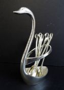 Vintage Silver Plate Swan Spoons Set