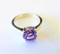 Sterling Silver 1.3 carat Amethyst Ring