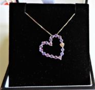 Tanzanite Heart Pendant Necklace New with Gift Box