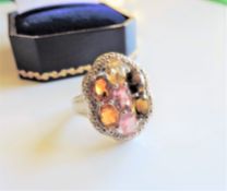 Sterling Silver Multi Gemstone Ring New in Gift Box