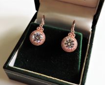 Rose Gold Sterling Silver 2ct Moissanite Earrings New with Gift Box
