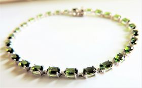 Sterling Silver 7ct Green Tourmaline Tennis Bracelet New with Gift Box