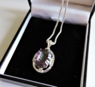 Sterling Silver 22ct Mystic Topaz Necklace New with Gift Box