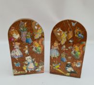 Vintage Pair Decoupage Book Ends Beatrix Potter Themes